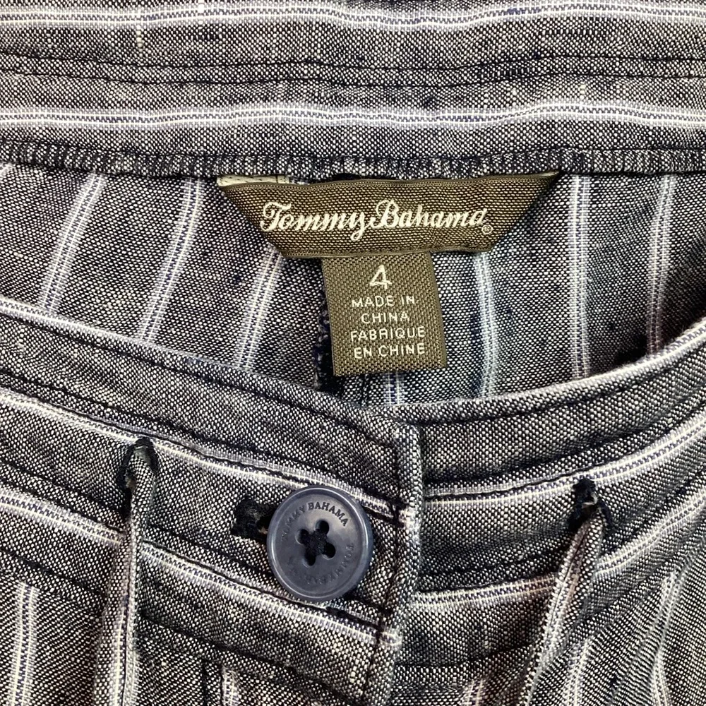 Tommy Bahama Santiago Linen Striped Pant Wide Leg Gray - Picture 7 of 9